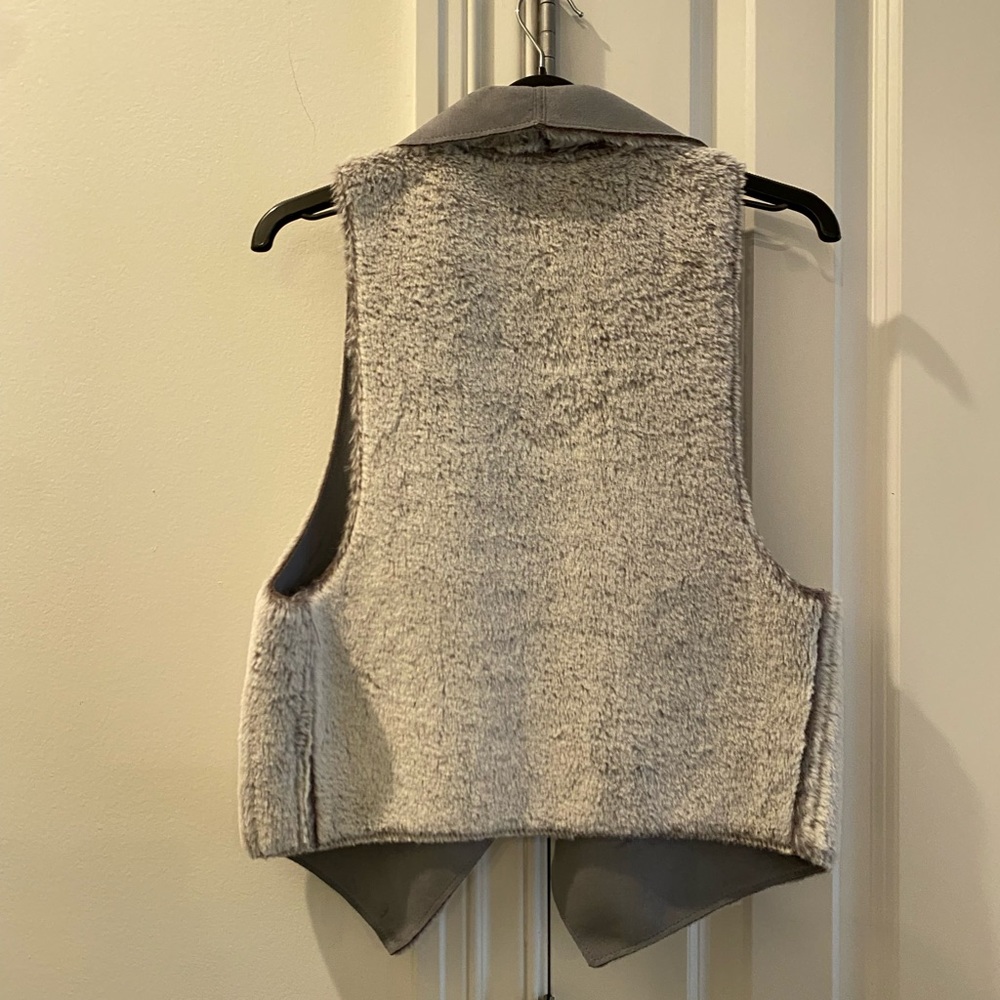Tart Faux Fur + Suede Grey Reversible Vest - Softest Material Ever! View 2